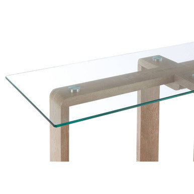 Orsina Barton Glass Console Table with Wood Effect Legs – Modern Scandi