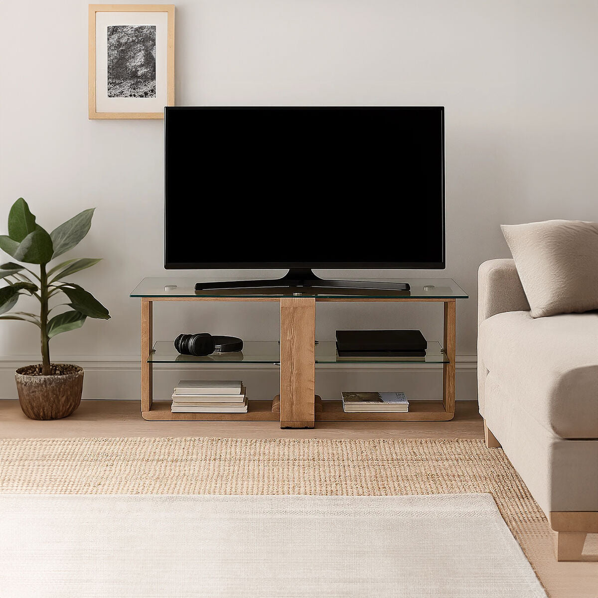 Orsina Barton 2-Tier Media Unit – Modern TV Stand & Storage Console