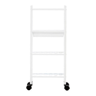 Orsina Dara 4 Tier White Rolling Storage Trolley with Basket Cart