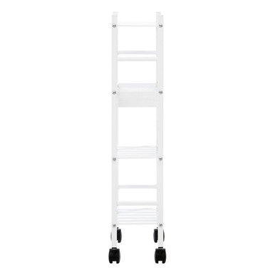 Orsina Dara 4 Tier White Rolling Storage Trolley with Basket Cart
