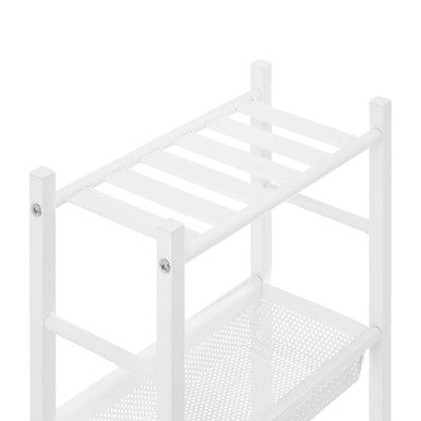 Orsina Dara 4 Tier White Rolling Storage Trolley with Basket Cart