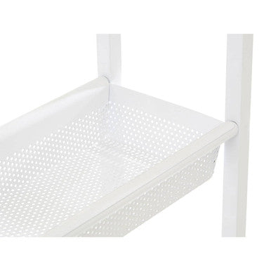 Orsina Dara 4 Tier White Rolling Storage Trolley with Basket Cart