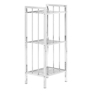 Orsina Dara 3 Tier Chrome Shelf Unit | Slatted Metal Storage Rack
