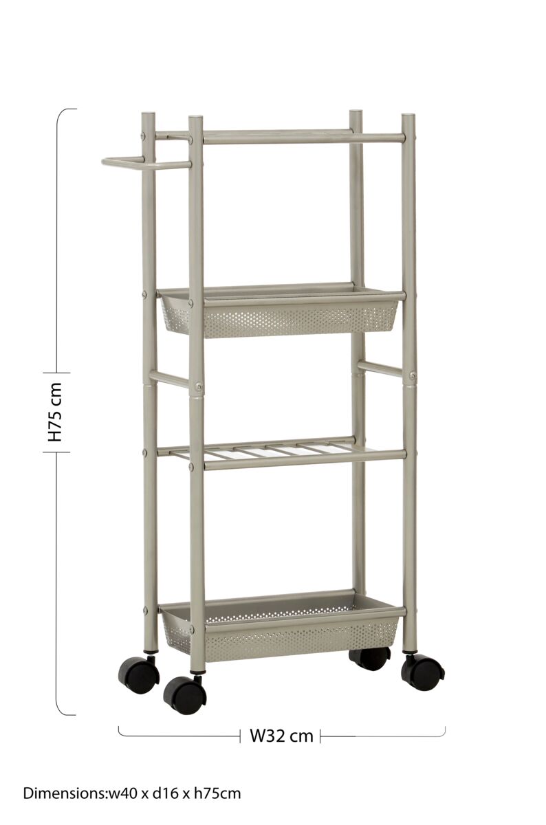 Orsina Dara 4 Tier Storage Trolley with 2 Baskets - Brushed Nickel