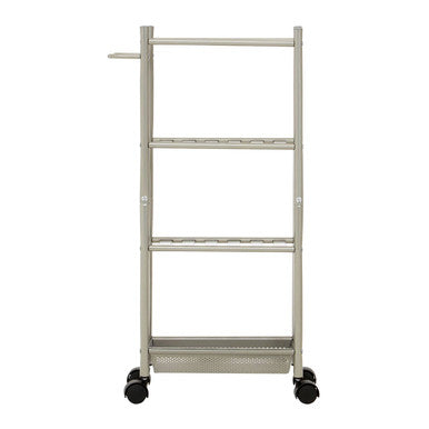 Orsina Dara 4 Tier Silver Metal Rolling Storage Trolley with Basket