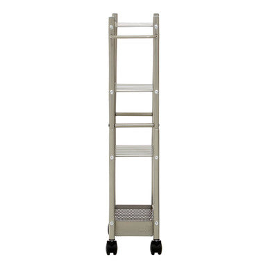 Orsina Dara 4 Tier Silver Metal Rolling Storage Trolley with Basket