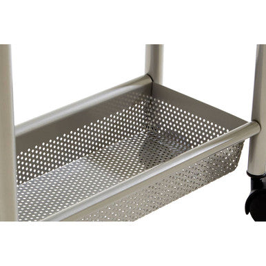 Orsina Dara 4 Tier Silver Metal Rolling Storage Trolley with Basket