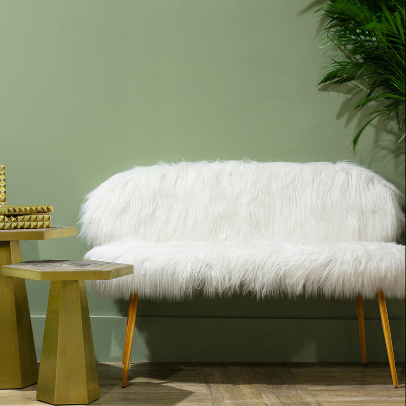 Orsina Sienna Modern Sofa | Light-Toned Fabric with Gold Finish Legs