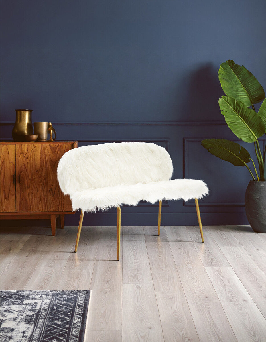 Orsina Sienna Modern Sofa | Light-Toned Fabric with Gold Finish Legs