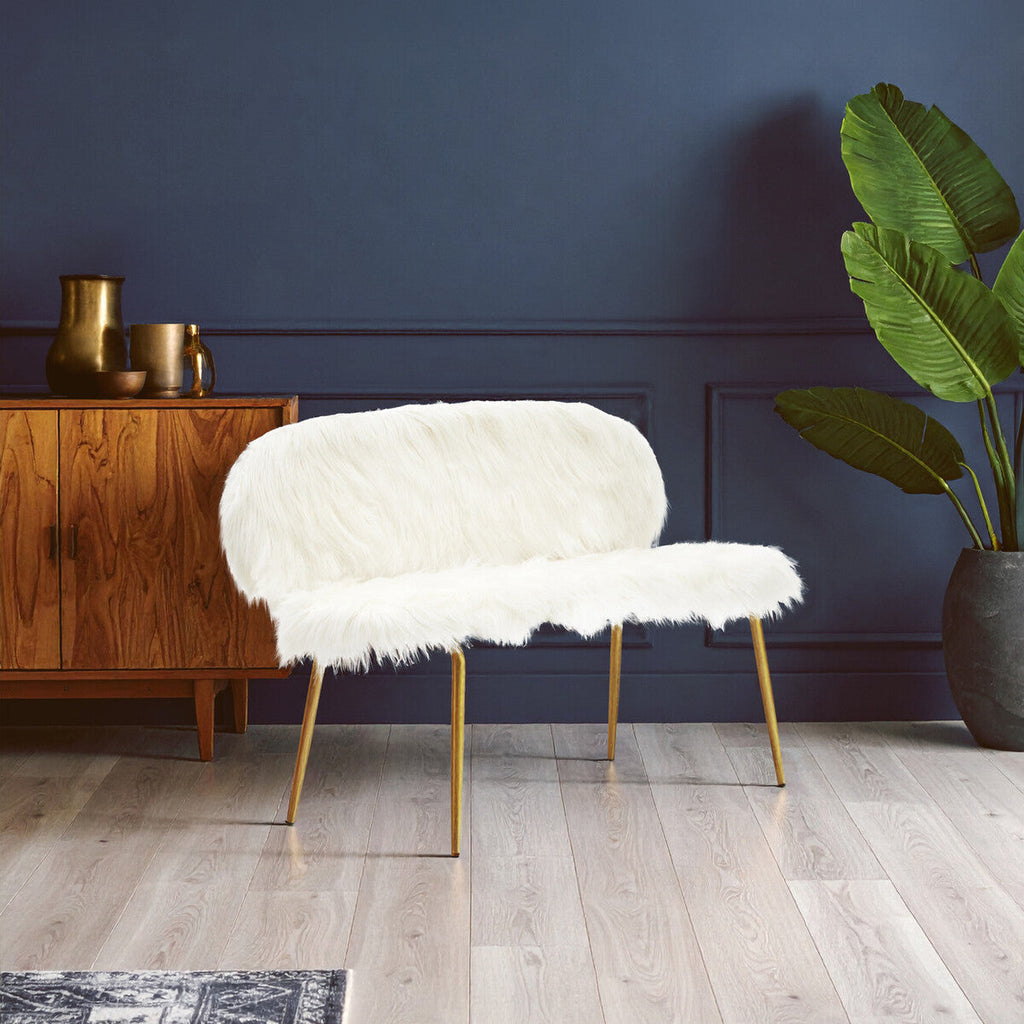 Orsina Sienna Modern Sofa | Light-Toned Fabric with Gold Finish Legs