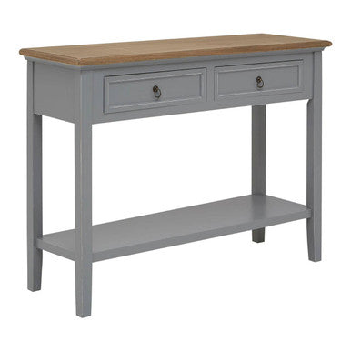Orsina Henley Console Table – Antique Grey Paulownia Wood with Drawers
