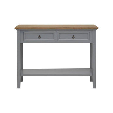 Orsina Henley Console Table – Antique Grey Paulownia Wood with Drawers
