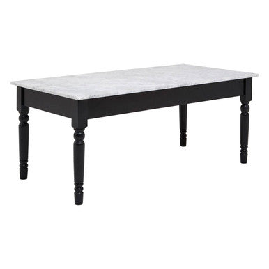 Orsina Henley White Marble Coffee Table | Modern Black Metal Frame