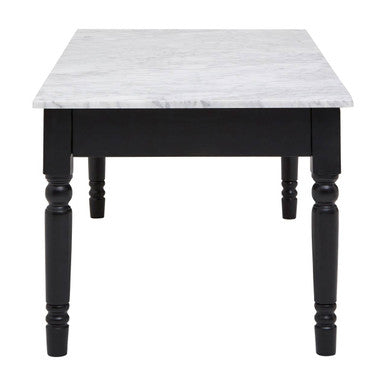 Orsina Henley White Marble Coffee Table | Modern Black Metal Frame