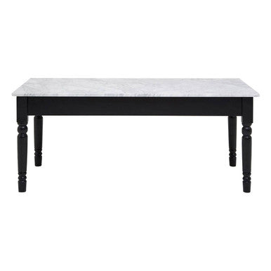 Orsina Henley White Marble Coffee Table | Modern Black Metal Frame