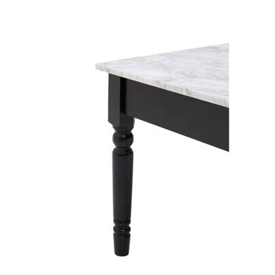 Orsina Henley White Marble Coffee Table | Modern Black Metal Frame