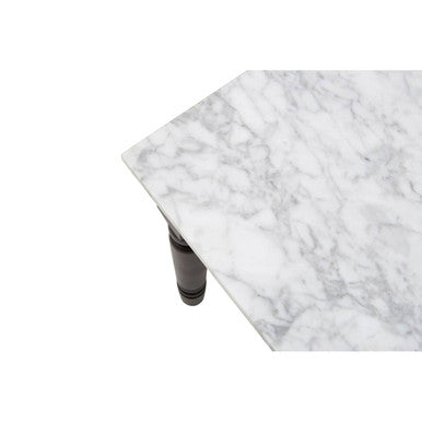 Orsina Henley White Marble Coffee Table | Modern Black Metal Frame