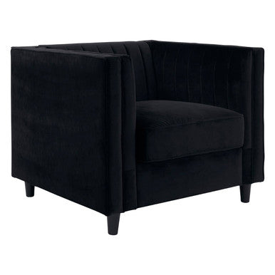 Orsina Farah Black Velvet Accent Chair – Modern Living Room Lounge Seating