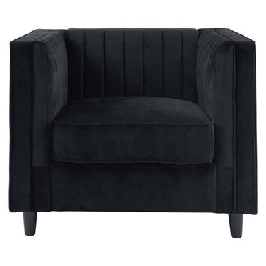 Orsina Farah Black Velvet Accent Chair – Modern Living Room Lounge Seating