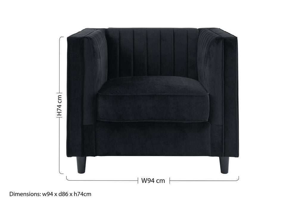 Orsina Farah Black Velvet Accent Chair – Modern Living Room Lounge Seating