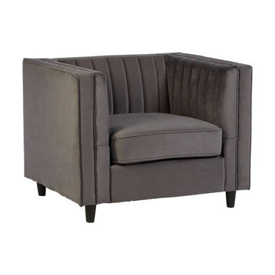 Orsina Farah Grey Velvet Accent Chair – Modern Living Room Armchair