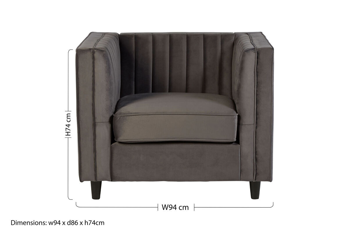 Orsina Farah Grey Velvet Accent Chair – Modern Living Room Armchair