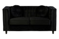 Orsina Farah 2 Seater Black Velvet Sofa | Compact Modern Loveseat