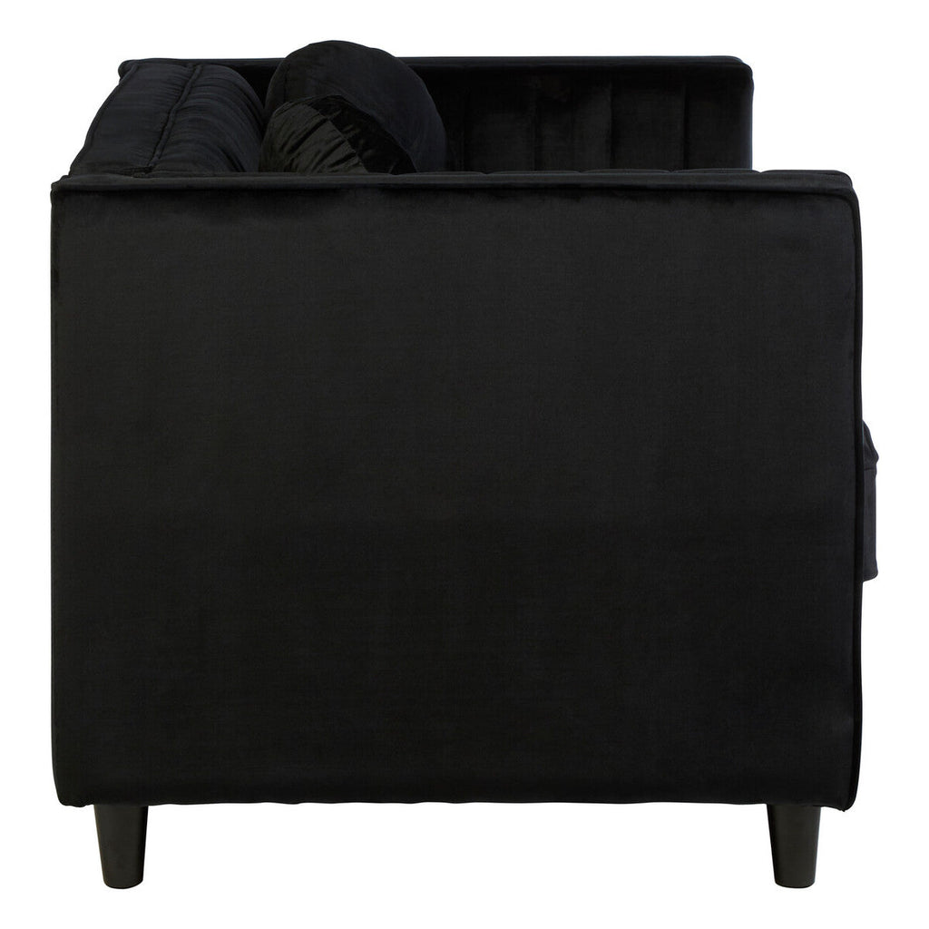 Orsina Farah 2 Seater Black Velvet Sofa | Compact Modern Loveseat