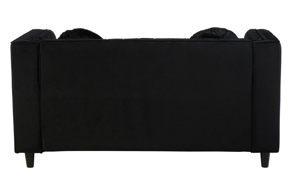 Orsina Farah 2 Seater Black Velvet Sofa | Compact Modern Loveseat