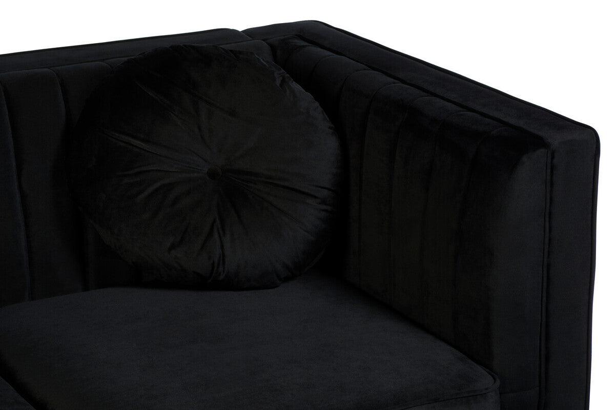 Orsina Farah 2 Seater Black Velvet Sofa | Compact Modern Loveseat