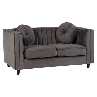 Orsina Farah 2 Seater Grey Velvet Sofa – Compact Modern Loveseat