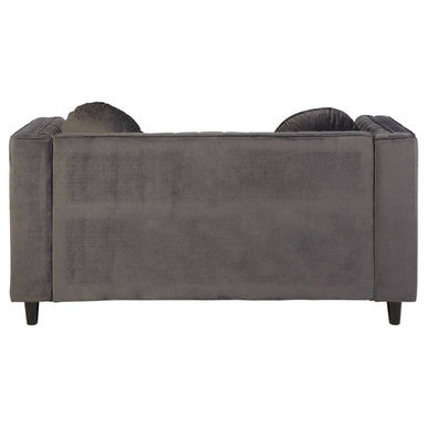 Orsina Farah 2 Seater Grey Velvet Sofa – Compact Modern Loveseat