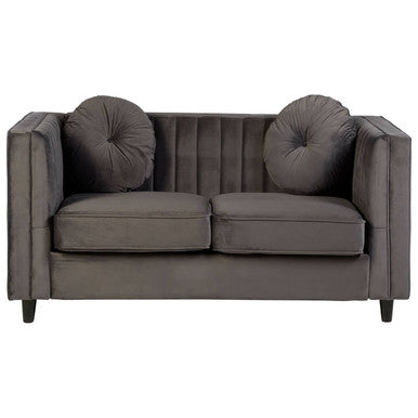 Orsina Farah 2 Seater Grey Velvet Sofa – Compact Modern Loveseat