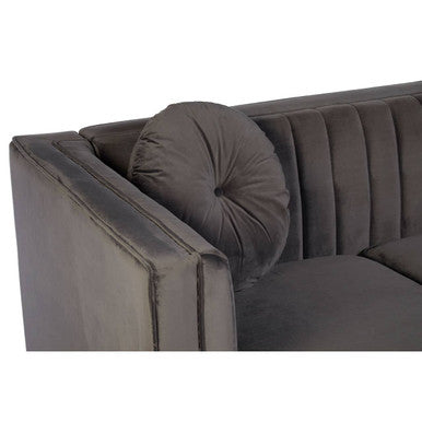 Orsina Farah 2 Seater Grey Velvet Sofa – Compact Modern Loveseat