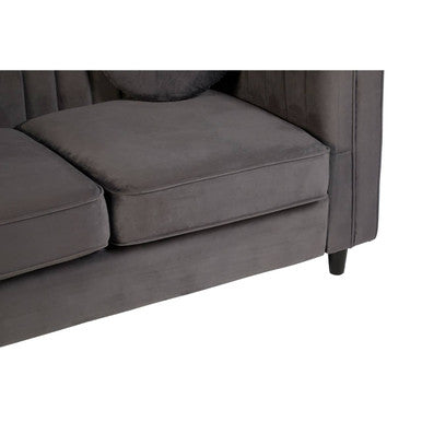 Orsina Farah 2 Seater Grey Velvet Sofa – Compact Modern Loveseat