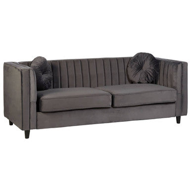 Orsina Farah 3 Seater Grey Velvet Sofa – Modern Living Room Seating