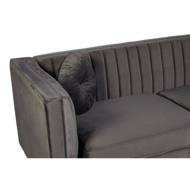 Orsina Farah 3 Seater Grey Velvet Sofa – Modern Living Room Seating