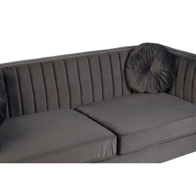 Orsina Farah 3 Seater Grey Velvet Sofa – Modern Living Room Seating