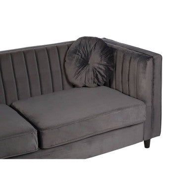 Orsina Farah 3 Seater Grey Velvet Sofa – Modern Living Room Seating