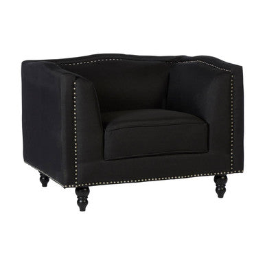 Orsina Feya Black Fabric Dining Chair with Stud Detail Accent