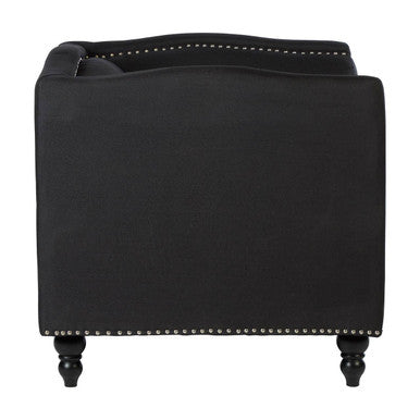 Orsina Feya Black Fabric Dining Chair with Stud Detail Accent