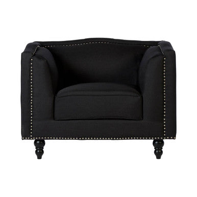 Orsina Feya Black Fabric Dining Chair with Stud Detail Accent