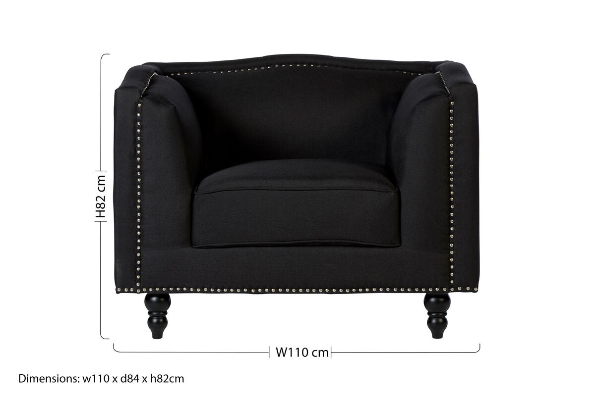 Orsina Feya Black Fabric Dining Chair with Stud Detail Accent