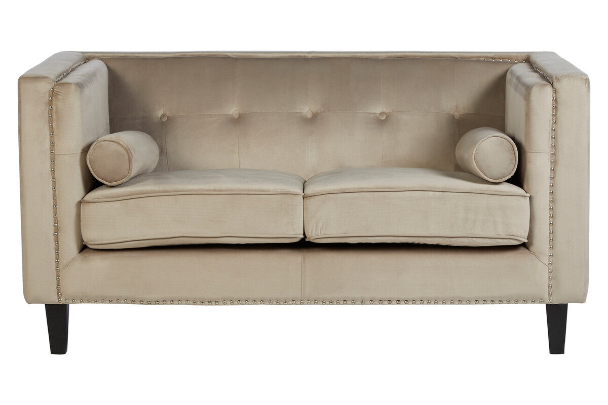 Orsina Felisa 2 Seater Mink Velvet Sofa – Compact Modern Loveseat