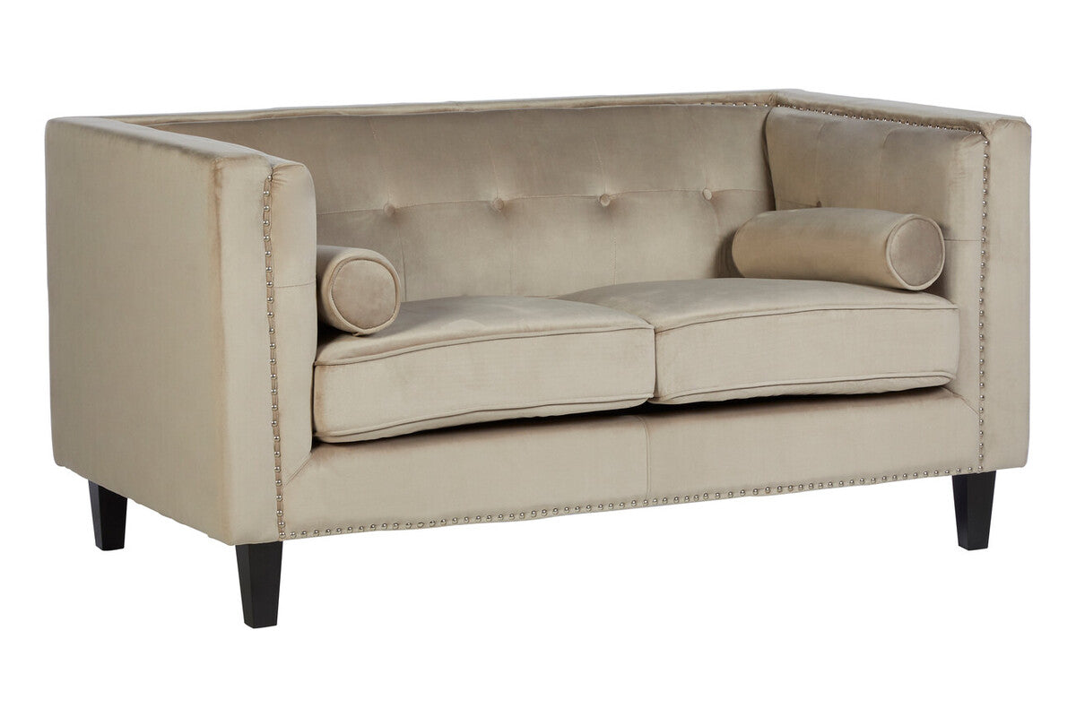 Orsina Felisa 2 Seater Mink Velvet Sofa – Compact Modern Loveseat