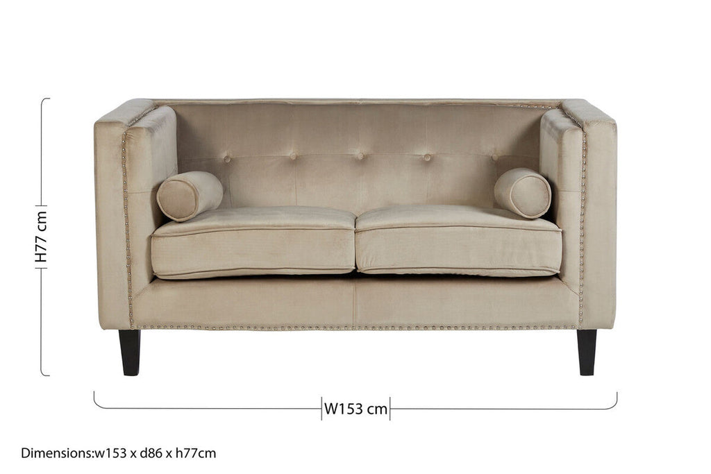 Orsina Felisa 2 Seater Mink Velvet Sofa – Compact Modern Loveseat