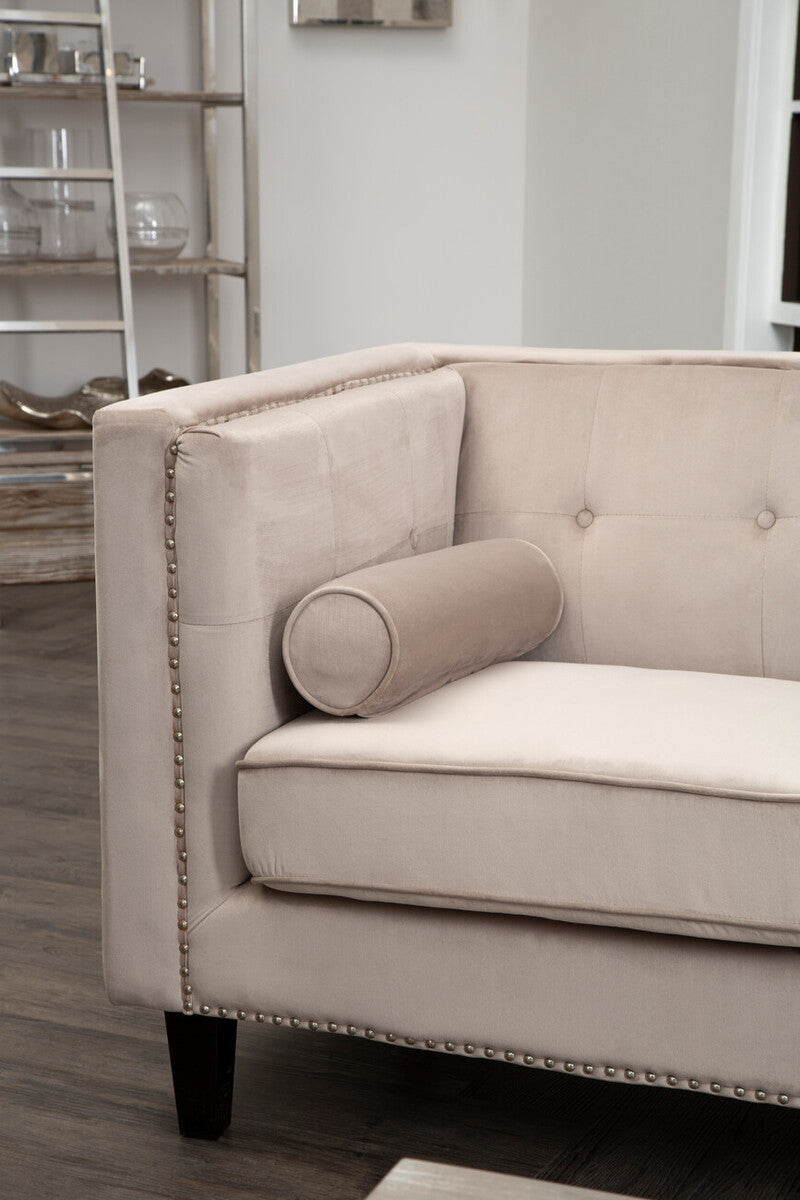 Orsina Felisa 2 Seater Mink Velvet Sofa – Compact Modern Loveseat