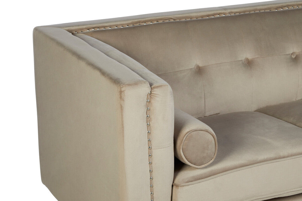 Orsina Felisa 2 Seater Mink Velvet Sofa – Compact Modern Loveseat