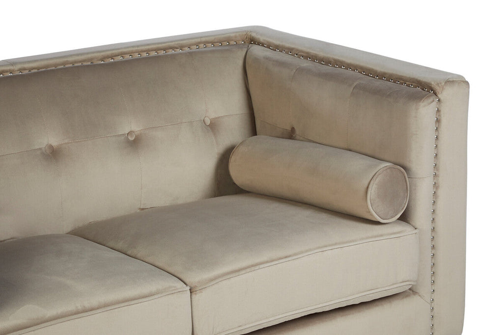 Orsina Felisa 2 Seater Mink Velvet Sofa – Compact Modern Loveseat