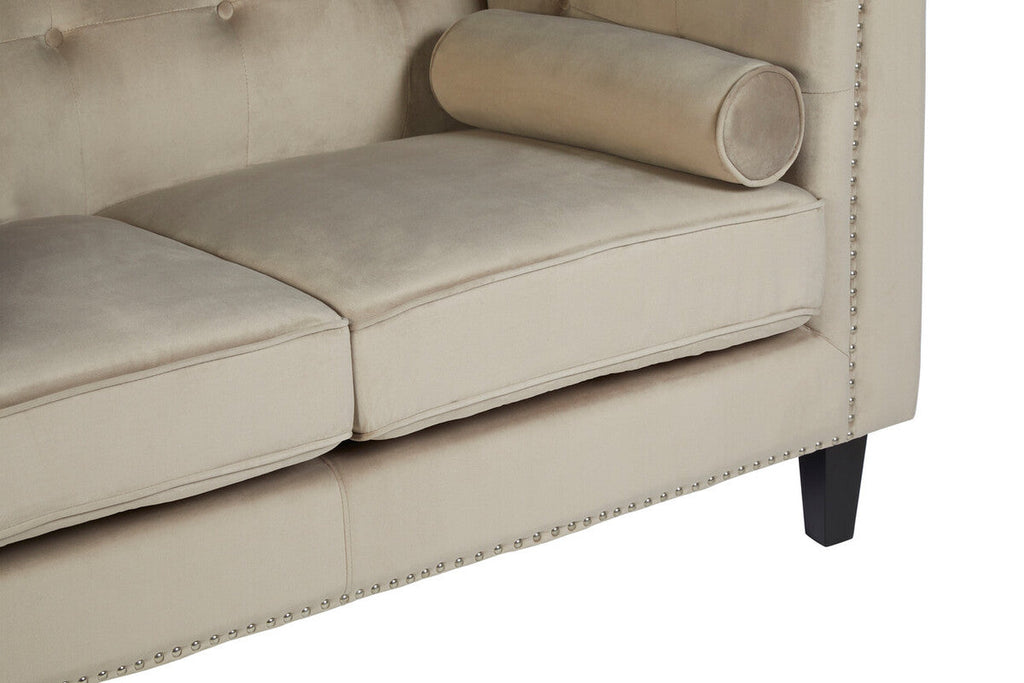 Orsina Felisa 2 Seater Mink Velvet Sofa – Compact Modern Loveseat